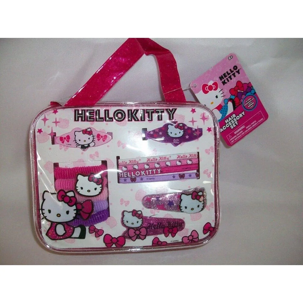 Sanrio Hello Kitty Hair Accessory Set Clips Barrettes Ties Bands Pink Purple